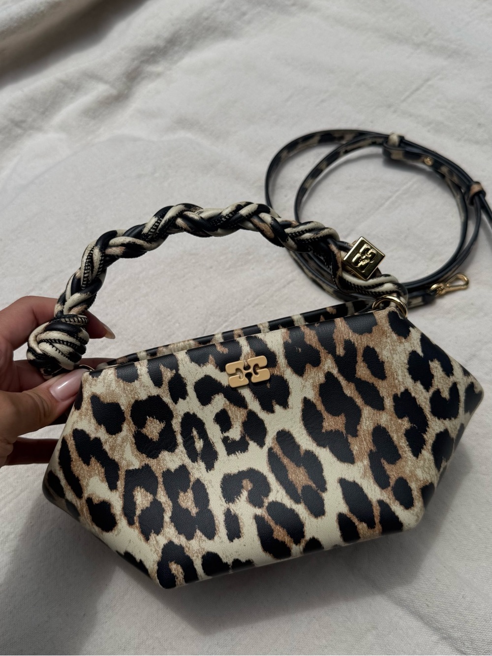 Ganni Leopard Mini Top-Handle Bag - Picture 2 of 8